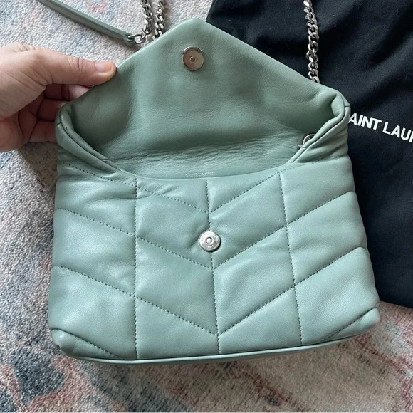 SAINT LAURENT LouLou Mini YSL Puffer Toy Crossbody Bag Vert Opaline - Picture 4 of 12